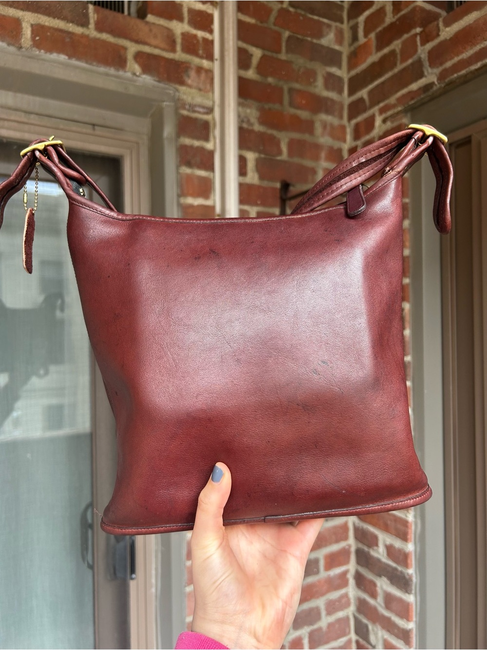 Vintage coach NYC slim duffel 9730 burgundy leather retro 80s purse y2k leather - Picture 2 of 10